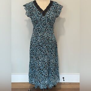 Style & Co. Blue Floral Blue Dress
